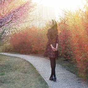 女人与花