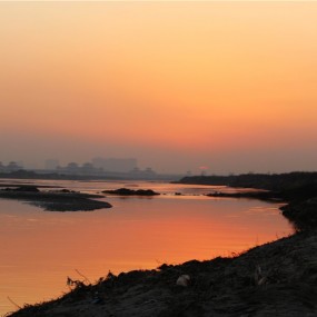 冬拍渭河夕阳